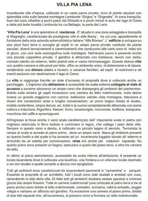 Casa vacanze Villa Pia Lena Magreglio